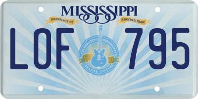 MS license plate LOF795