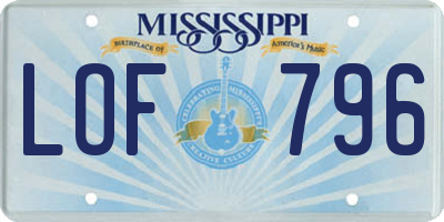 MS license plate LOF796