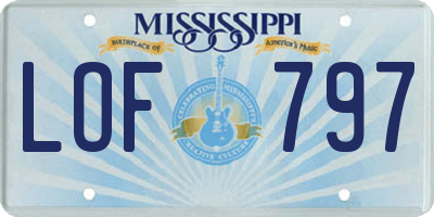 MS license plate LOF797
