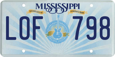 MS license plate LOF798