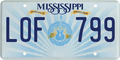 MS license plate LOF799