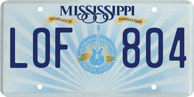 MS license plate LOF804