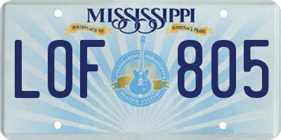 MS license plate LOF805