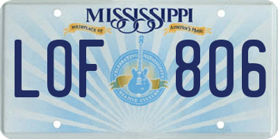 MS license plate LOF806