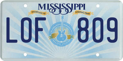 MS license plate LOF809