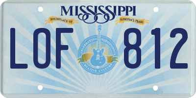 MS license plate LOF812