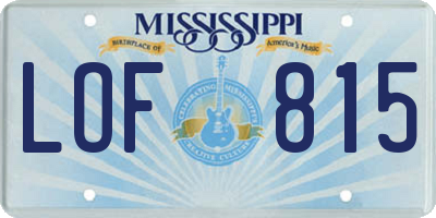 MS license plate LOF815
