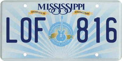 MS license plate LOF816