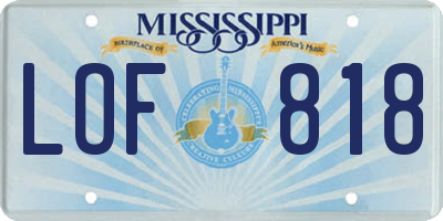 MS license plate LOF818