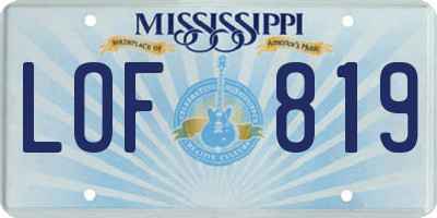 MS license plate LOF819