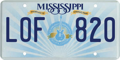 MS license plate LOF820