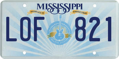 MS license plate LOF821