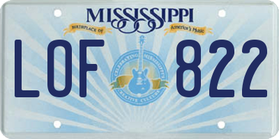 MS license plate LOF822