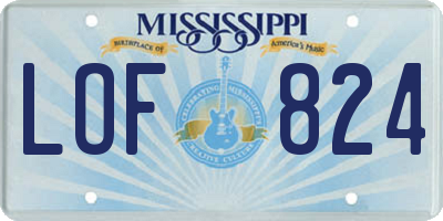 MS license plate LOF824