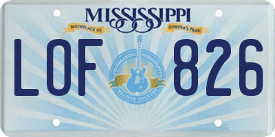 MS license plate LOF826