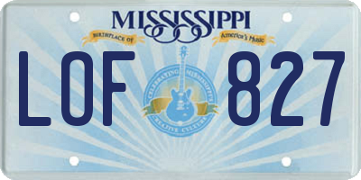 MS license plate LOF827