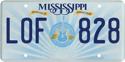 MS license plate LOF828