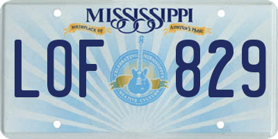 MS license plate LOF829