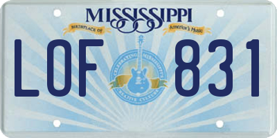 MS license plate LOF831