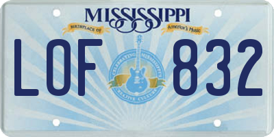 MS license plate LOF832
