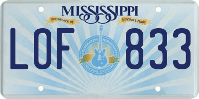 MS license plate LOF833