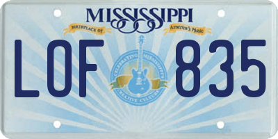 MS license plate LOF835