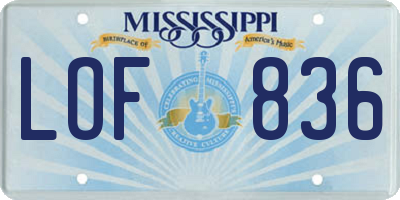 MS license plate LOF836