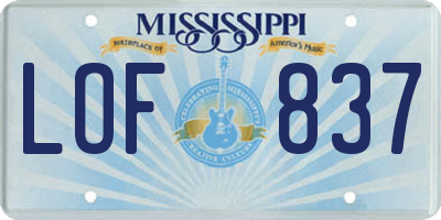MS license plate LOF837