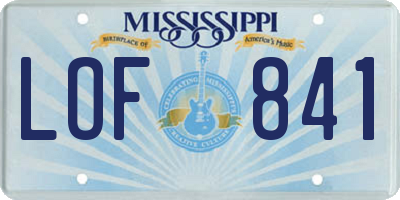 MS license plate LOF841