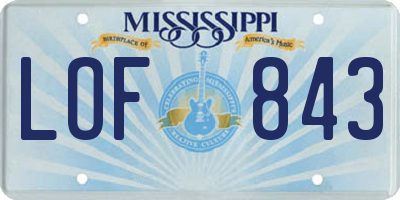 MS license plate LOF843