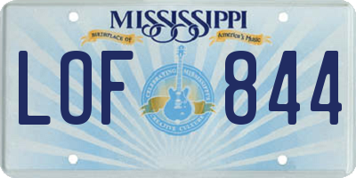 MS license plate LOF844