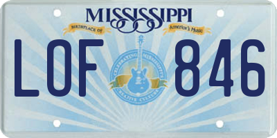 MS license plate LOF846