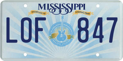 MS license plate LOF847