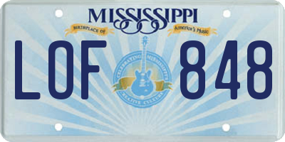 MS license plate LOF848
