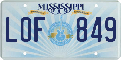 MS license plate LOF849
