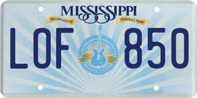 MS license plate LOF850