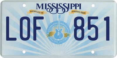 MS license plate LOF851