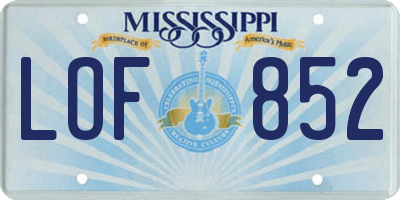 MS license plate LOF852