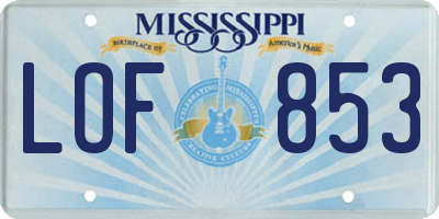 MS license plate LOF853