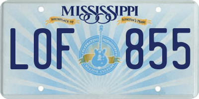 MS license plate LOF855