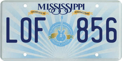 MS license plate LOF856