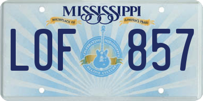 MS license plate LOF857