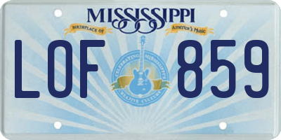 MS license plate LOF859