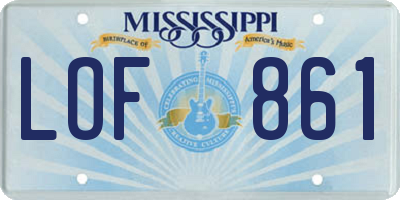 MS license plate LOF861