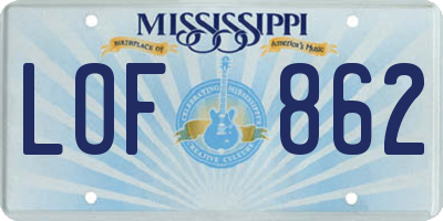 MS license plate LOF862