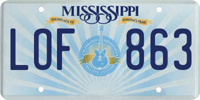 MS license plate LOF863