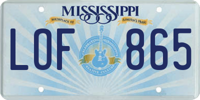 MS license plate LOF865