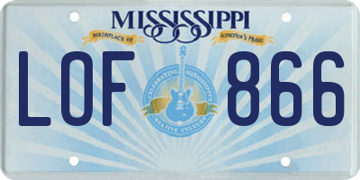 MS license plate LOF866