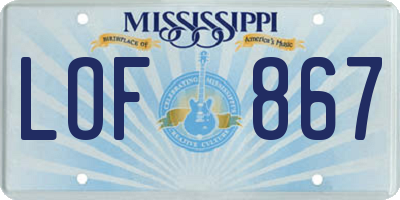 MS license plate LOF867