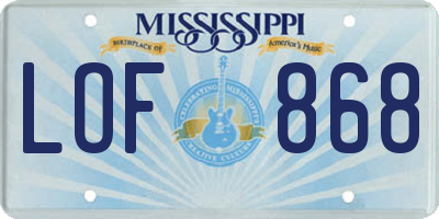 MS license plate LOF868